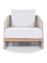 Barker and Stonehouse Coconut Grey Chania Teak and Rope Garden Lounge Chair - Image 4 of 9