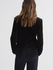 Reiss Black Opal Petite Fitted Velvet Single Breasted Suit Blazer - Image 5 of 7