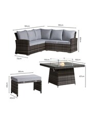 Barker and Stonehouse Flat Rattan Grey Sintra Corner Dining Set with Firepit - Image 7 of 9
