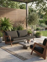 Barker and Stonehouse Grey Rope and Charcoal Cushions Tahiti Teak and Rope 2 Seater Garden Sofa - Image 1 of 6
