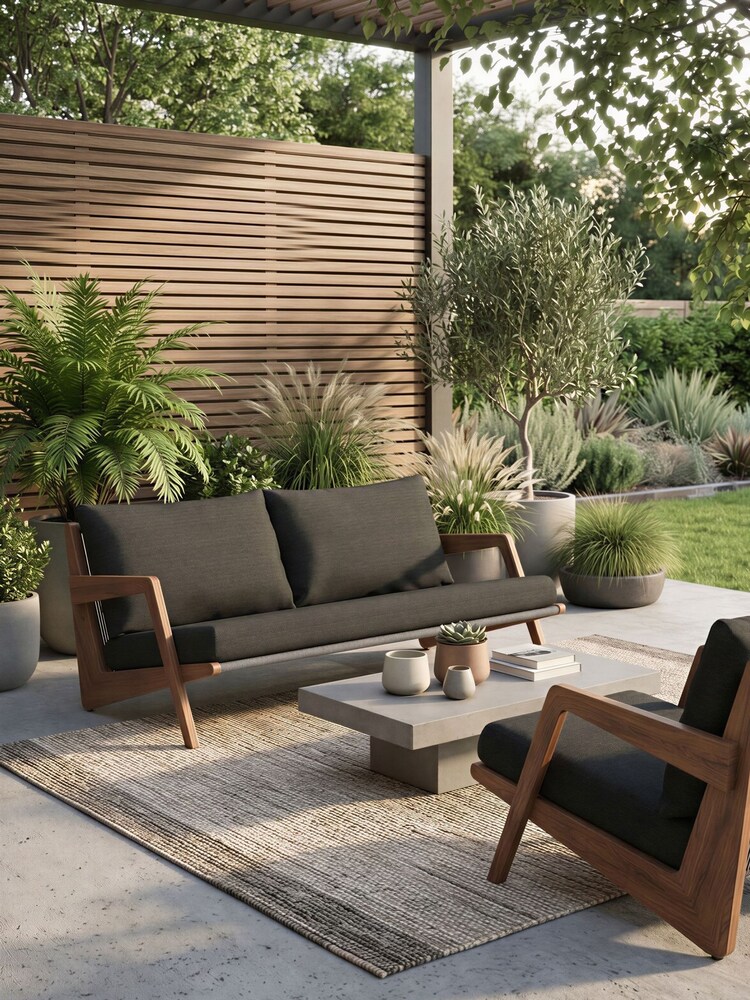 Barker and Stonehouse Grey Rope and Charcoal Cushions Tahiti Teak and Rope 2 Seater Garden Sofa - Image 1 of 6 Barker and Stonehouse Grey Rope and Charcoal Cushions Tahiti Teak and Rope 2 Seater Garden Sofa - Image 1 of 6