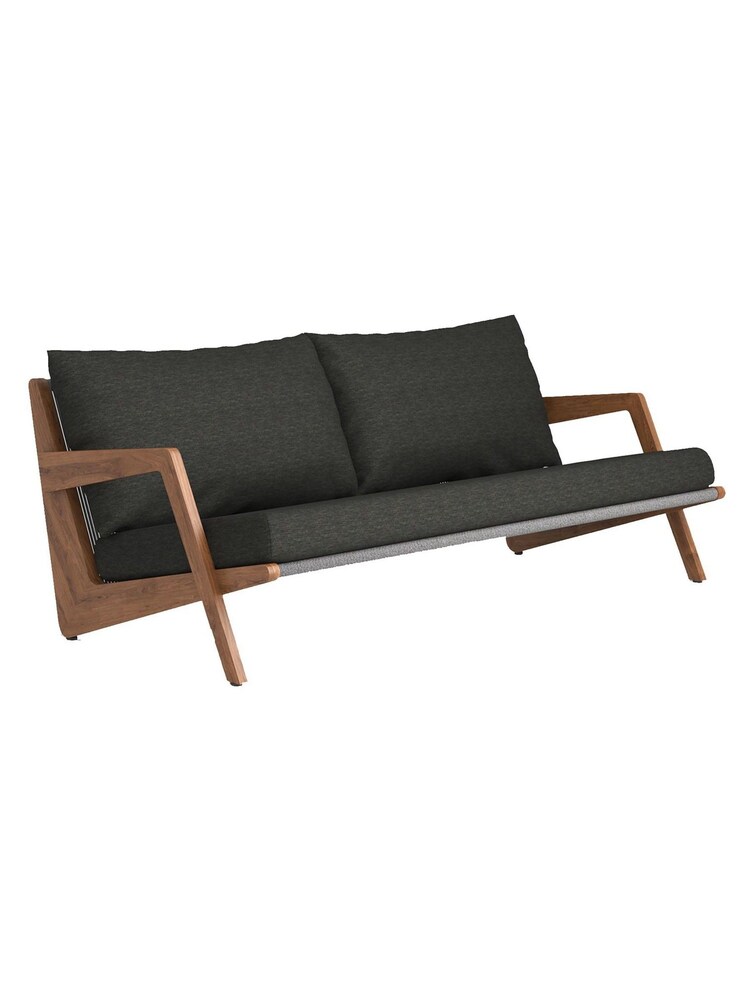 Barker and Stonehouse Grey Rope and Charcoal Cushions Tahiti Teak and Rope 2 Seater Garden Sofa - Image 2 of 6 Barker and Stonehouse Grey Rope and Charcoal Cushions Tahiti Teak and Rope 2 Seater Garden Sofa - Image 2 of 6