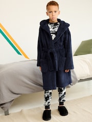 Navy Blue Fleece Dressing Gown (2-16yrs) - Image 1 of 7