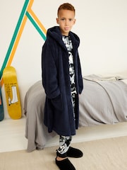 Navy Blue Fleece Dressing Gown (2-16yrs) - Image 2 of 7