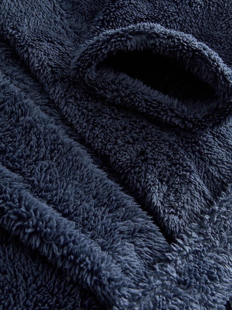 Navy Blue Fleece Dressing Gown (2-16yrs) - Image 7 of 7