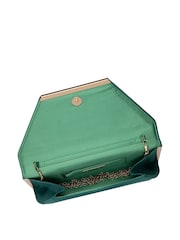 Lotus Green Clutch Bag with Chain - Image 2 of 4