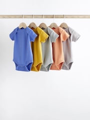 Multi Plain Rib Baby Bodysuits 5 Pack - Image 1 of 7