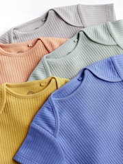 Multi Plain Rib Baby Bodysuits 5 Pack - Image 4 of 7