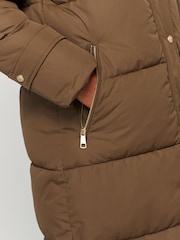 Tan Brown Longline Hooded Padded Coat - Image 4 of 4