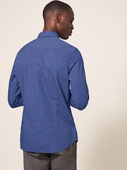 White Stuff Blue Polka Dot Printed Shirt - Image 2 of 6