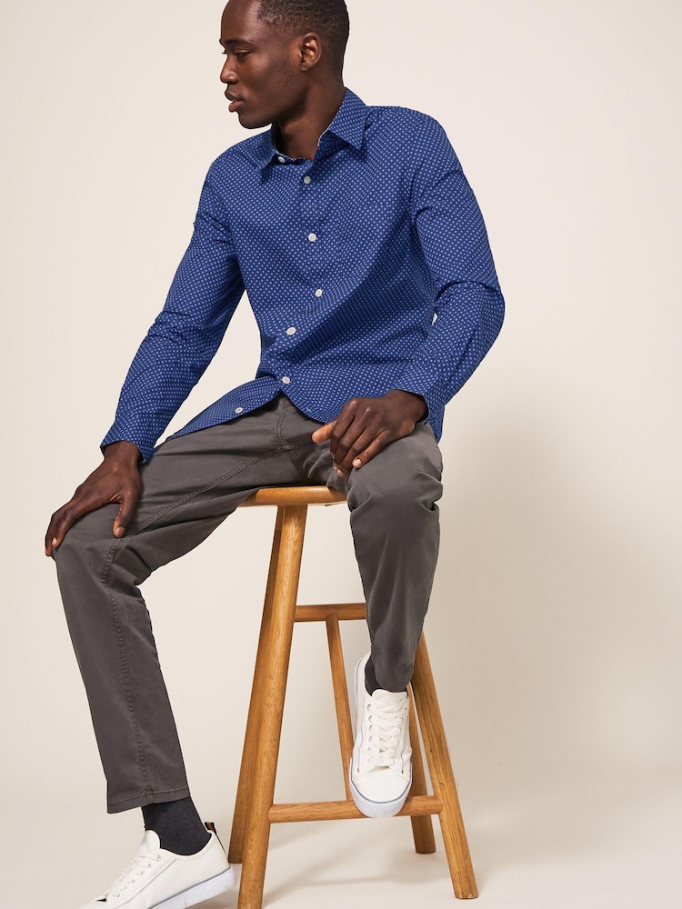White Stuff Blue Polka Dot Printed Shirt - Image 3 of 6