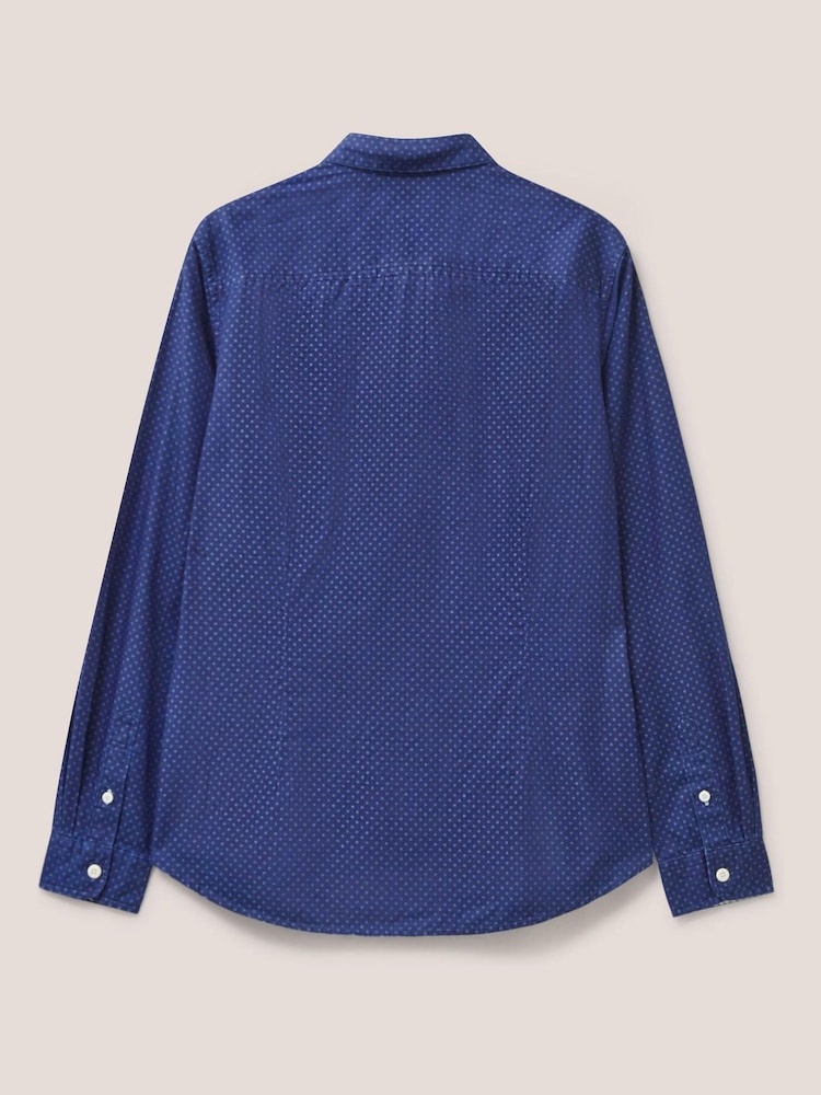 White Stuff Blue Polka Dot Printed Shirt - Image 6 of 6