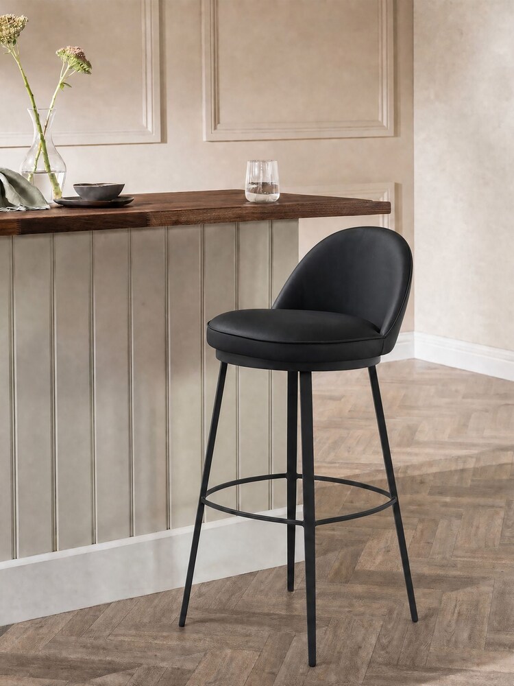 Barker and Stonehouse Black Quebec Faux Leather Counter Stool - Image 1 of 2 Barker and Stonehouse Black Quebec Faux Leather Counter Stool - Image 1 of 2