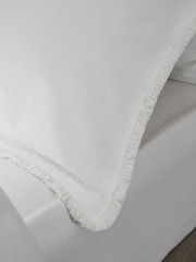 White Fringed Edge 100% Cotton Duvet Cover and Pillowcase Set - Image 4 of 5