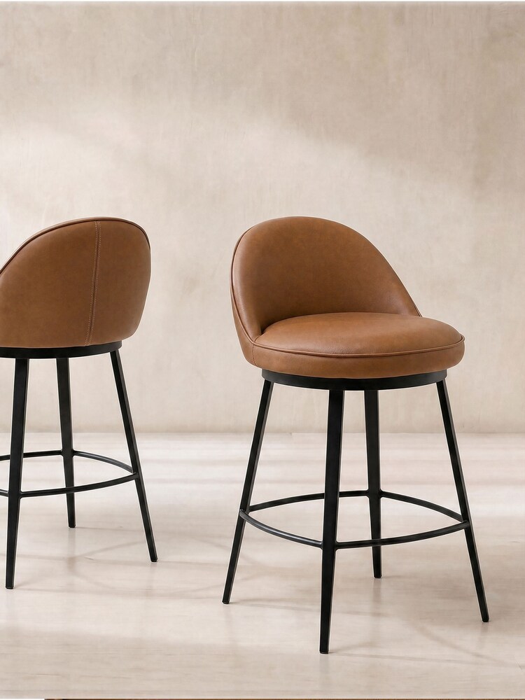 Barker and Stonehouse Cognac Quebec Faux Leather Counter Stool - Image 2 of 8 Barker and Stonehouse Cognac Quebec Faux Leather Counter Stool - Image 2 of 8