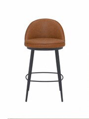 Barker and Stonehouse Cognac Quebec Faux Leather Counter Stool - Image 4 of 8