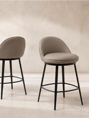 Barker and Stonehouse Taupe Quebec Faux Leather Counter Stool - Image 2 of 4