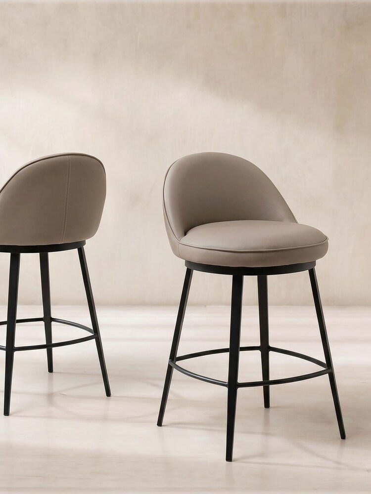 Barker and Stonehouse Taupe Quebec Faux Leather Counter Stool - Image 2 of 4