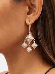 Gold Tone Multi Diamond Drop Earring - Image 1 of 4