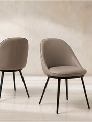 Barker and Stonehouse Taupe Quebec Curved Faux Leather Dining Chairs - Image 1 of 1