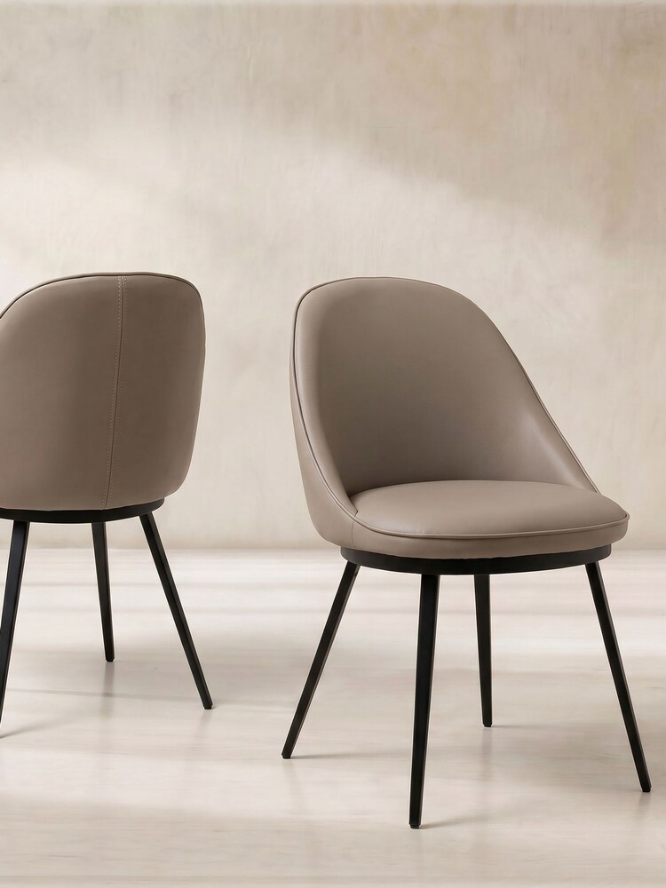 Barker and Stonehouse Taupe Quebec Curved Faux Leather Dining Chairs - Image 1 of 1 Barker and Stonehouse Taupe Quebec Curved Faux Leather Dining Chairs - Image 1 of 1