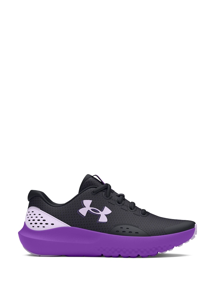 Under Armour Black/Purple Surge 4 Trainers - Image 1 of 7