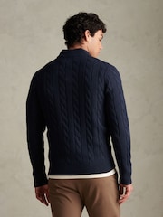 U.S. Polo Assn.绞花针织四分之一拉链漏斗半高领套头毛衣 - 7的图像4｝