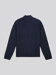 U.S. Polo Assn.绞花针织四分之一拉链漏斗半高领套头毛衣 - 7的图像6｝