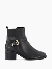 Dune London Black Pout Buckle Detail Heeled Boots - Image 1 of 5