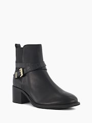 Dune London Black Pout Buckle Detail Heeled Boots - Image 2 of 5