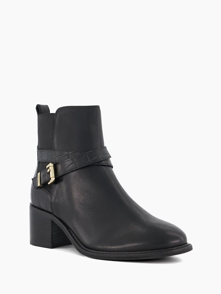 Dune London Black Pout Buckle Detail Heeled Boots - Image 2 of 5