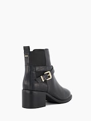Dune London Black Pout Buckle Detail Heeled Boots - Image 3 of 5
