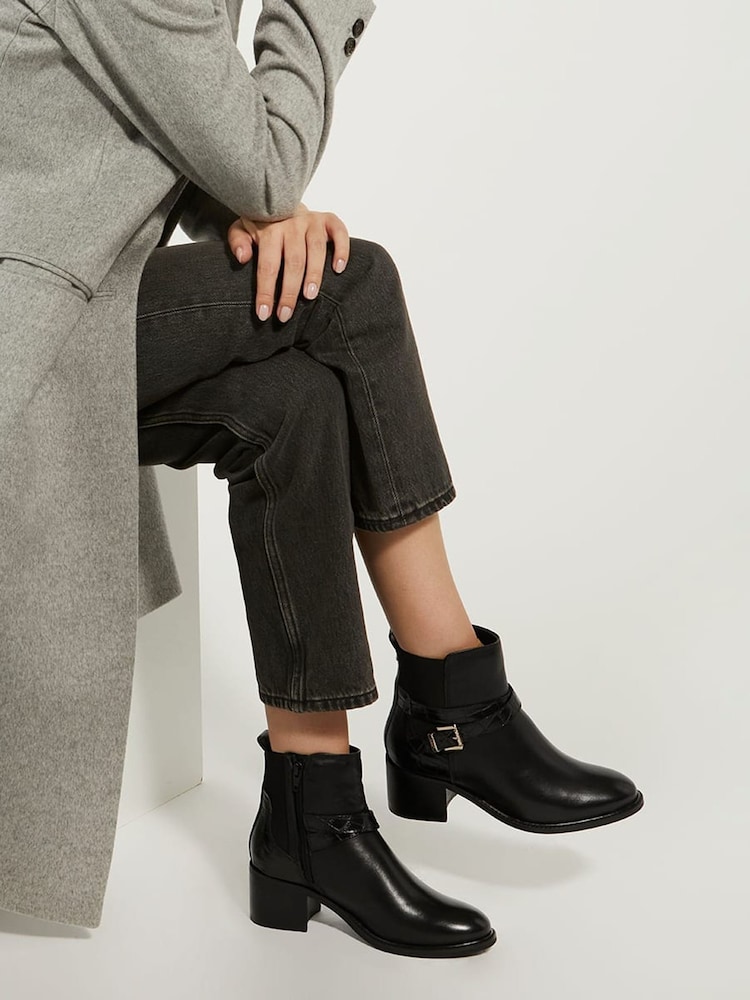 Dune London Black Pout Buckle Detail Heeled Boots - Image 5 of 5