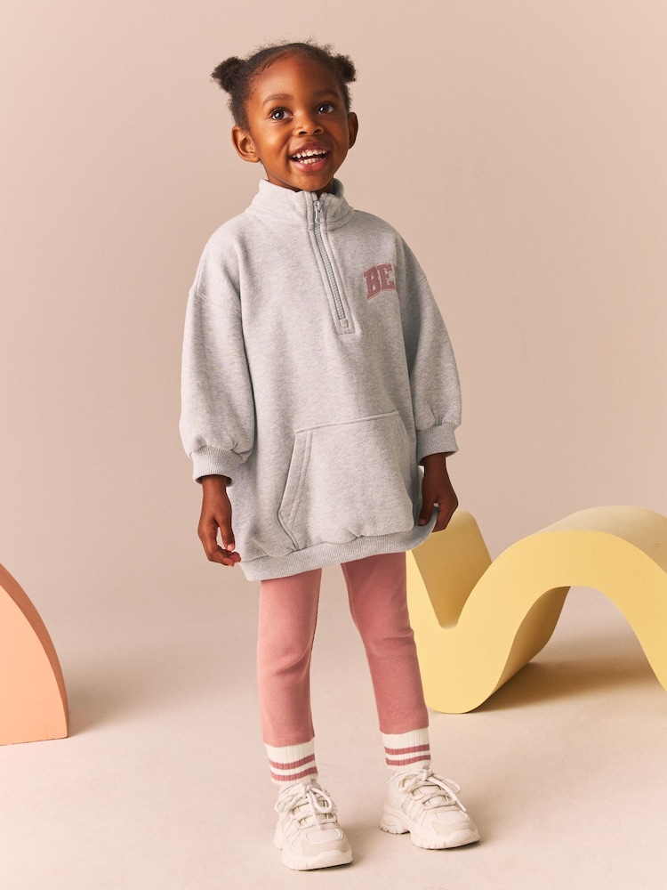 Grey Half Zip Sweater And Leggings Set (3mths-7yrs) - Image 1 of 8 Grey Half Zip Sweater And Leggings Set (3mths-7yrs) - Image 1 of 8