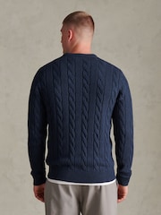 U.S. Polo Assn. Blue Cable Knit Crew Neck Jumper - Image 2 of 6