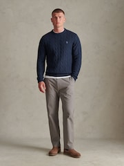 U.S. Polo Assn. Blue Cable Knit Crew Neck Jumper - Image 3 of 6