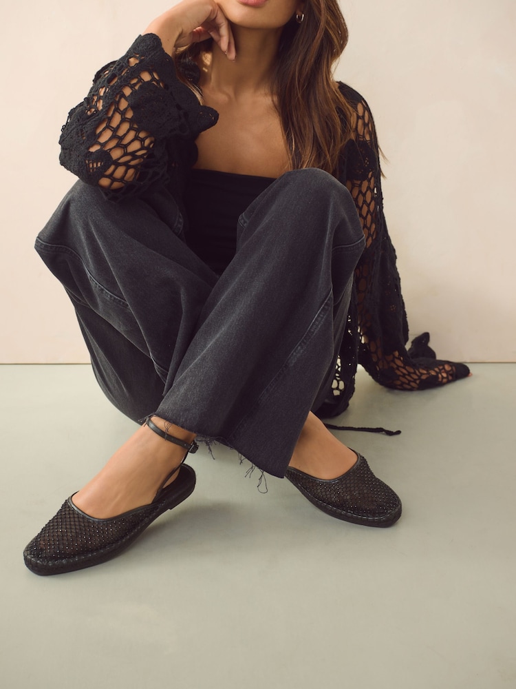 Black Forever Comfort® Mesh Espadrille Sandals - Image 1 of 8