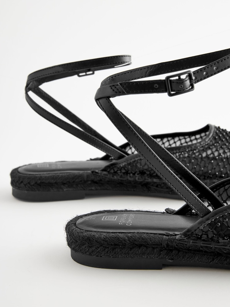 Black Forever Comfort® Mesh Espadrille Sandals - Image 8 of 8
