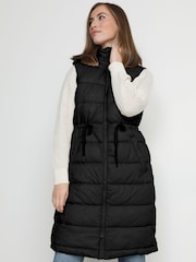 Cream Gaiagro Long Sleeveless Puffer Black Coat - Image 1 of 5
