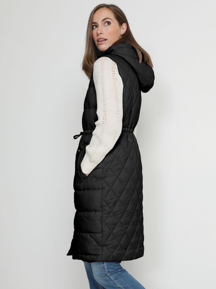 Cream Gaiagro Long Sleeveless Puffer Black Coat - Image 2 of 5
