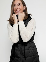 Cream Gaiagro Long Sleeveless Puffer Black Coat - Image 3 of 5