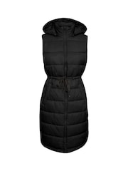 Cream Gaiagro Long Sleeveless Puffer Black Coat - Image 4 of 5