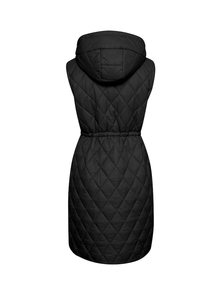 Cream Gaiagro Long Sleeveless Puffer Black Coat - Image 5 of 5