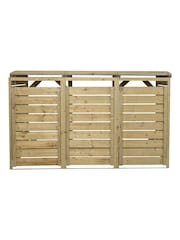 Charles Bentley Natural Wood Wooden Triple Bin Garden Storage Unit - Image 4 of 6