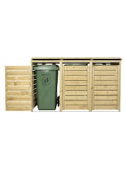Charles Bentley Natural Wood Wooden Triple Bin Garden Storage Unit - Image 5 of 6