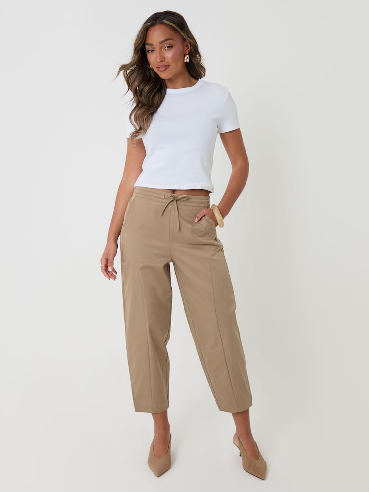 Threadbare Mocha Brown Curved Seam Barrel Leg Trousers - Image 1 of 4