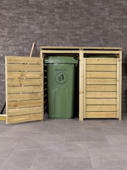 Charles Bentley Natural Wood Double Wooden Bin Garden Storage Unit - Image 1 of 6