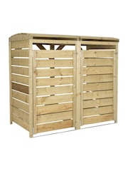Charles Bentley Natural Wood Double Wooden Bin Garden Storage Unit - Image 4 of 6