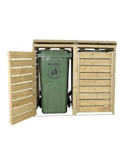 Charles Bentley Natural Wood Double Wooden Bin Garden Storage Unit - Image 6 of 6