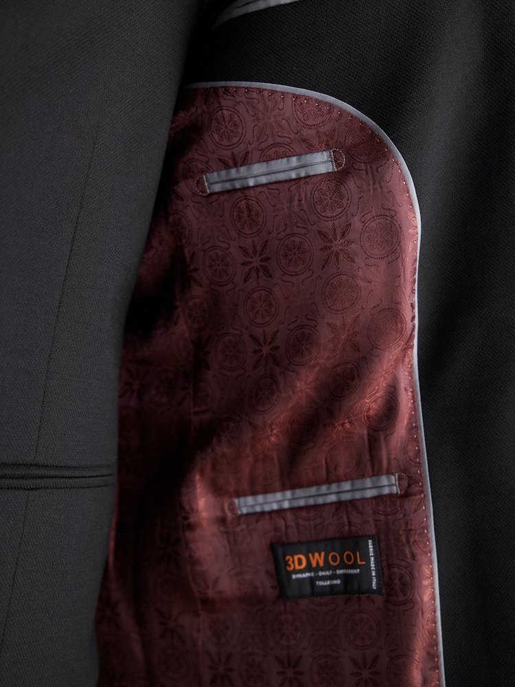 Schwarz - Signature Tollegno Anzugjacke aus strukturierter italienischer Wolle, Slim-Fit - Image 5 of 11